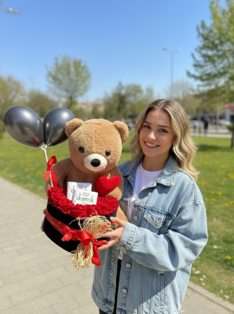 Kırmızı Kalp Ayı & Damak Çikolata Premium