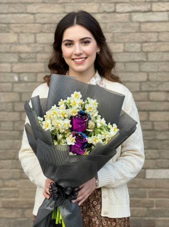 Mor Gül & Nergis Asalet Buketi